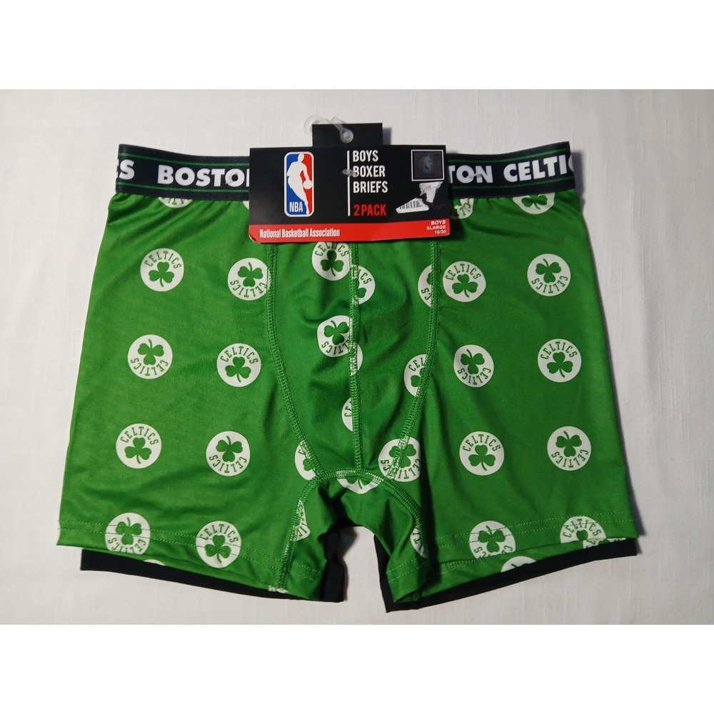 NBA Boston Celtics Boys Boxer Briefs 2-Pack Size XL 18/20 Green Underwear New